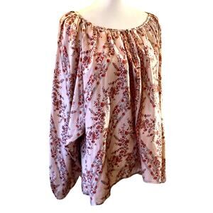 Mes Demoiselles Paris Silk Peasant Blouse – Bohemian Balloon Sleeve Top, Size T2